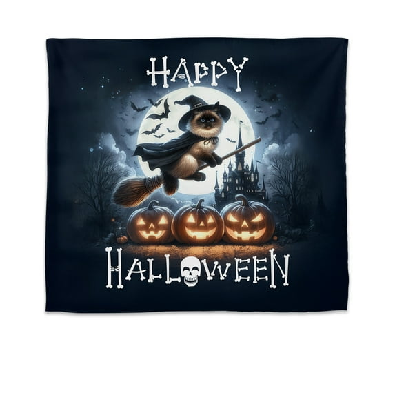 Happy Halloween Ragdoll Witch Pumpkins Bats Tapestry Cat Lover Kitten Owner Gifts Idea Wall Hanging Backdrop Home Decor - 13012