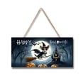 thumbnail image 1 of Happy Halloween Rat Terrier Witch Pumpkins Bats Landscape Wood Sign Ratty Dog Lover Hanging Wall Home Decor - 13012, 1 of 5