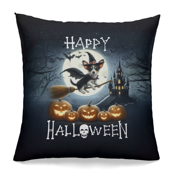 Happy Halloween Rat Terrier Witch Pumpkins Bats Pillowcase Double Sided Ratty Dog Lover Pillow Case Covers - 13012