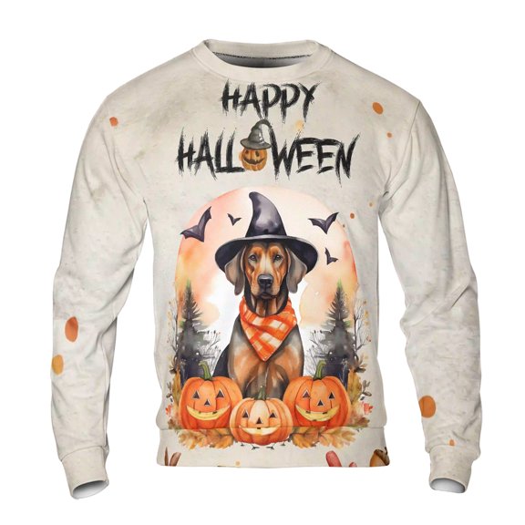Happy Halloween Rhodesian Ridgeback Witches Hat Pumpkin Carving All Over Print 3D Sweatshirt Unisex Merch Ridgebacks Dog Lover Gifts - 02019