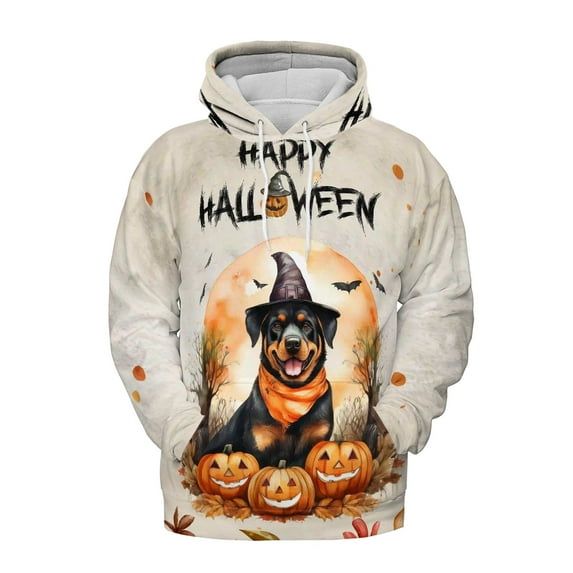 Happy Halloween Rottweiler Witches Hat Pumpkin Carving All Over Print 3D Hoodie Unisex Merch Hoodies Rottie Dog Lover Gifts Idea - 02019