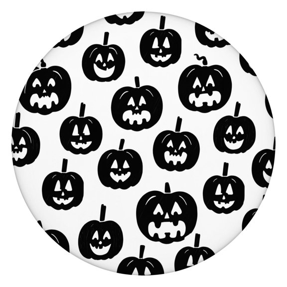 Happy Halloween Round Table Cloth with Elastic Edge Wrinkle Resistant Washable Evil Pumpkin Ghost Tablecolths Tablecloth for Halloween Birthday Wedding Graduation (44in)