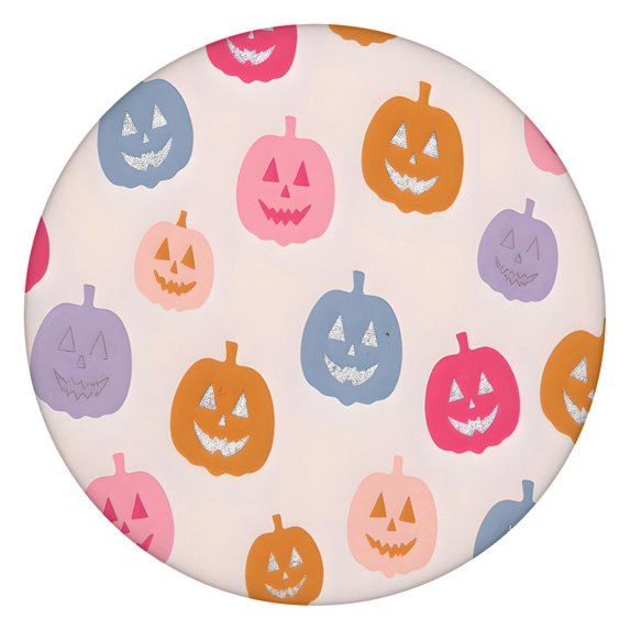 Happy Halloween Round Table Cloth with Elastic Edge Wrinkle Resistant Washable Pumpkin Spooky Table Covers Table Cloths for Halloween Birthday Wedding Graduation (52in)