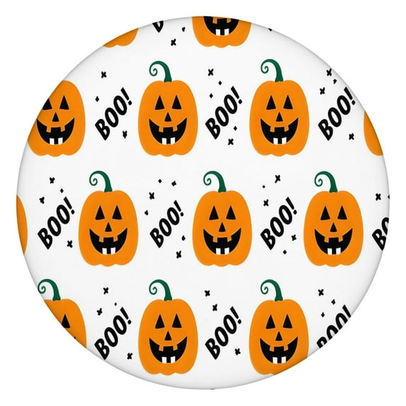 Happy Halloween Round Table Cover with Elastic Edge Waterproof Spillproof Pumpkin Skull Bat Spider Table Covers Table Cloths for Halloween Background Indoor and Outdoor Birthday (44in)