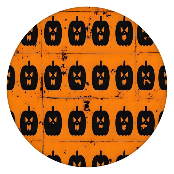 Happy Halloween Round Tablecloth with Elastic Edge Wrinkle Resistant Washable Evil Pumpkin Ghost Table Covers Tablecloth for Halloween Party Decorations Favors (52in)