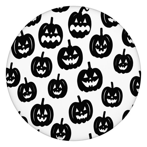 Happy Halloween Round Tablecloth with Elastic Edge Wrinkle Resistant Washable Evil Pumpkin Ghost Tablecolths Table Cover for Halloween Party Decoration (44in)