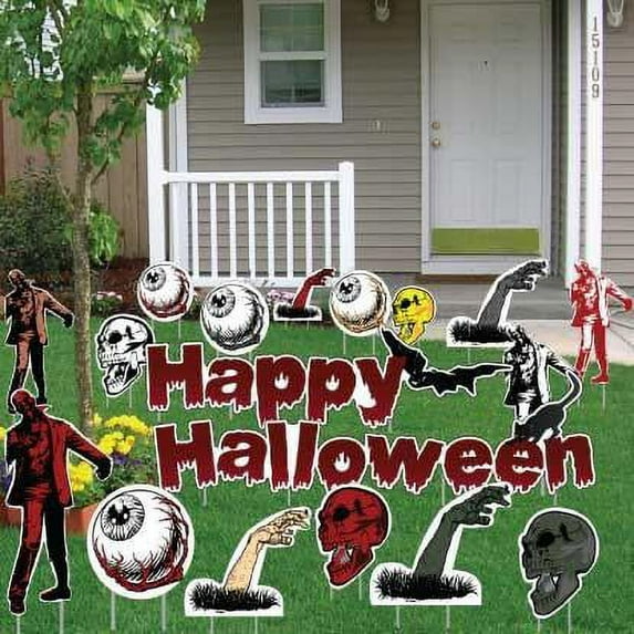 Happy Halloween Scary Zombies Yard Card - 18 pcs