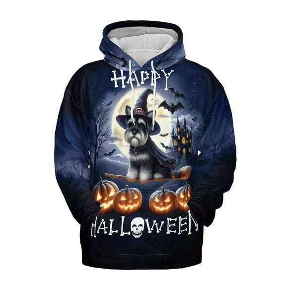 Happy Halloween Schnauzer Witch Pumpkins Bats All Over Print 3D Hoodie Unisex Merch Hoodies Miniature Schnauzer Dog Lover - 13012