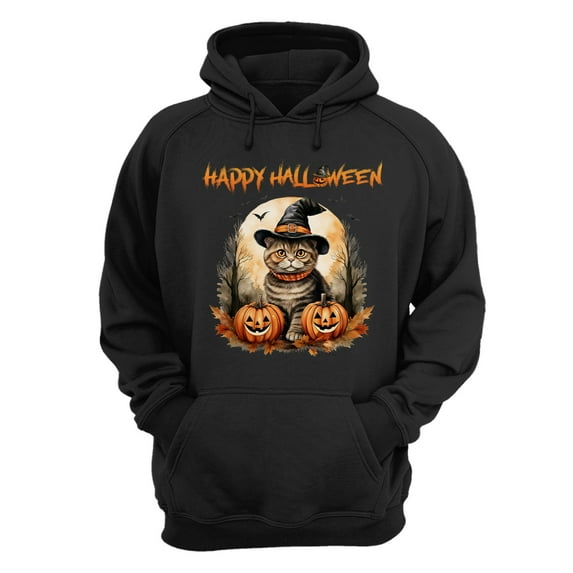 Happy Halloween Scottish Fold Witches Hat Pumpkin Carving Hoodie Unisex Merch Hoodies Cat Lover Kitten Owner Gifts - 02019