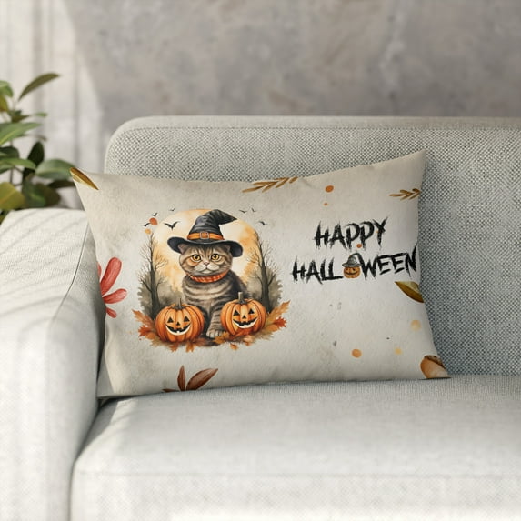 Happy Halloween Scottish Fold Witches Hat Pumpkin Carving Pillowcase Double Sided Cat Lover Kitten Owner Gifts Pillow Case Covers - 02019