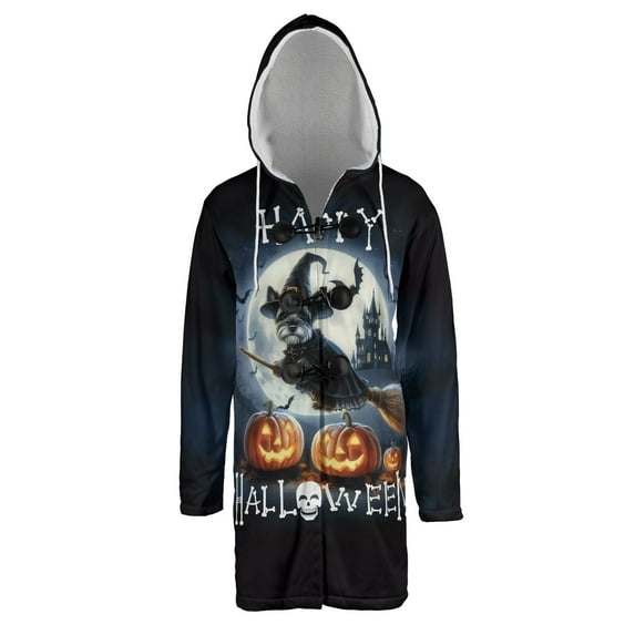 Happy Halloween Scottish Terrier Witch Pumpkins Bats All Over Print 3D Hooded Duffle Toggle Coat Scottie Dog Lover Gifts - 13012