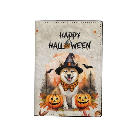 Happy Halloween Shiba Inu Witches Hat Pumpkin Carving Travel Passport Wallet Shibas Dog Lovers Gifts Idea PU Leather Passport Holder Cover - 02019