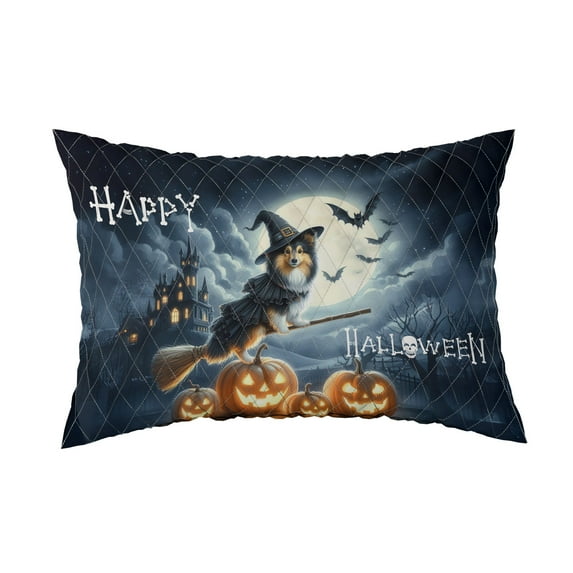 Happy Halloween Shih Tzu Witch Pumpkins Bats Quilt Pillowcase Lion Dog Lover Gifts Throw Pillow Cover Bed Home Decor - 13012