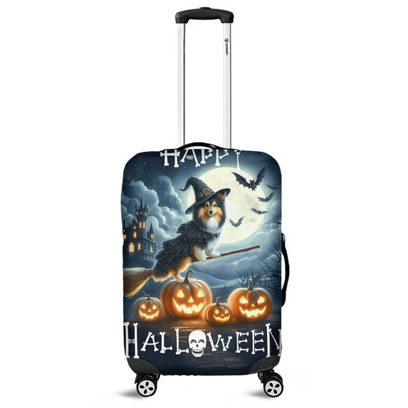 Happy Halloween Shih Tzu Witch Pumpkins Bats Travel Luggage Cover Lion Dog Lover Gifts Suitcase Dust Protective Decor - 13012