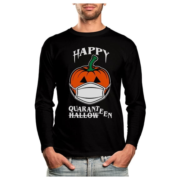 Happy Halloween Shirt 2020 Quarantine Pumpkin Jack O Lantern Long Sleeve T-Shirt Small Black