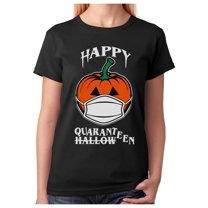 Happy Halloween Shirt 2020 Quarantine Pumpkin Jack O Lantern Women T-Shirt XX-Large Black