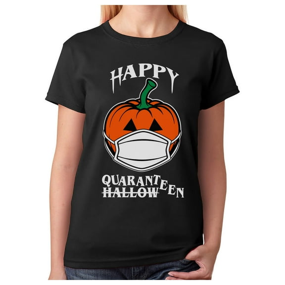 Happy Halloween Shirt 2020 Quarantine Pumpkin Jack O Lantern Women T-Shirt XX-Large Black