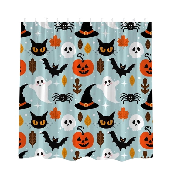 Happy Halloween Shower Curtain Cute Pumpkin Scary Cartoon Halloween Holiday Party Scary Night Bathroom Decoration With Hook