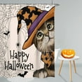 thumbnail image 1 of Happy Halloween Shower Curtain, Halloween Cat Shower Curtains for Bathroom, Halloween Spooky Home Decor Waterproof Fabric with Hooks 72x72 Inch, 1 of 6