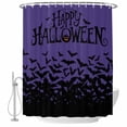 thumbnail image 1 of Happy Halloween Shower Curtain, Waterproof Shower Curtains for Bathroom, Vintage Purple Pumpkin Bat Washable Fabric Bathtub Curtain Set Bath Decor with 12 Hooks Long 72"x84", 1 of 8