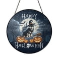 thumbnail image 1 of Happy Halloween Siberian Husky Witch Pumpkins Bats Stained Glass Suncatcher Husky Dog Lover Gifts Window Hanging Sign Decor - 13012, 1 of 5