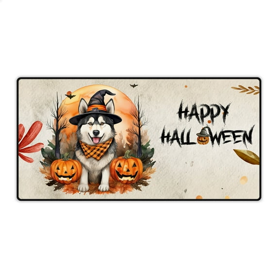 Happy Halloween Siberian Husky Witches Hat Pumpkin Carving Desk Mat Full Keyboard Mouse Pad Husky Dog Lover Gifts Large Mousepad - 02019