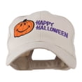 thumbnail image 1 of Happy Halloween Smile Pumpkin Embroidered Cap - Stone OSFM, 1 of 5