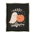 thumbnail image 1 of Happy Halloween Smiling Ghost Pumpkin Holiday Graphic Art Luster Gray Framed Art Print Wall Art, 1 of 6