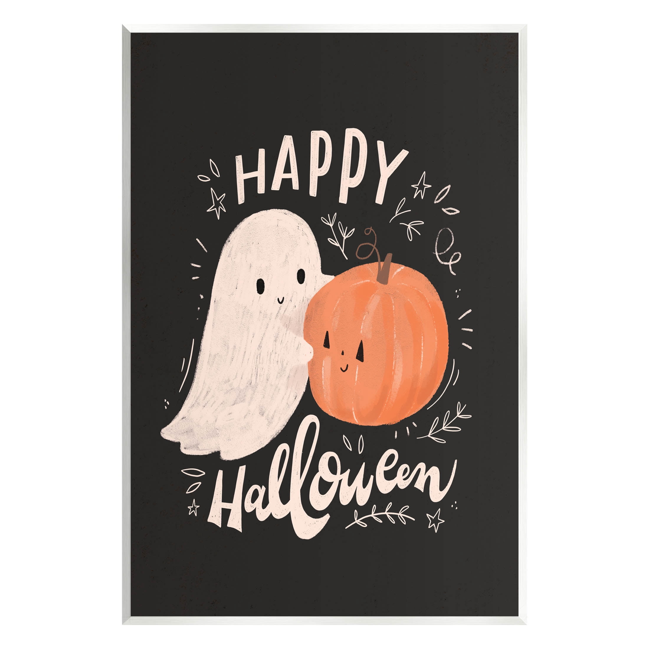 Happy Halloween Smiling Ghost Pumpkin Holiday Graphic Art Unframed Art Print Wall Art