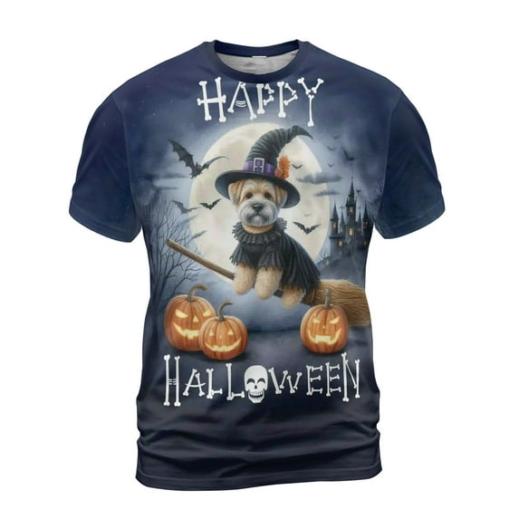 Happy Halloween Soft Coated Wheaten Terrier Witch Pumpkins Bats All Over Print 3D Shirt Unisex Merch Wheatie Dog Lover - 13012