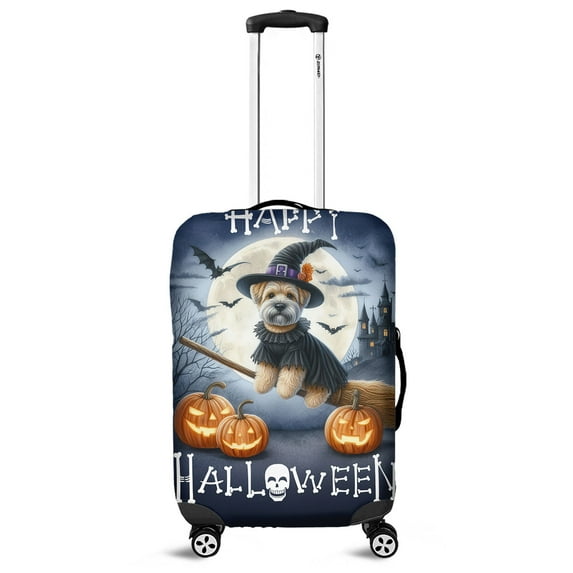 Happy Halloween Soft Coated Wheaten Terrier Witch Pumpkins Bats Travel Luggage Cover Wheatie Dog Lover Suitcase Dust Protective Decor - 13012