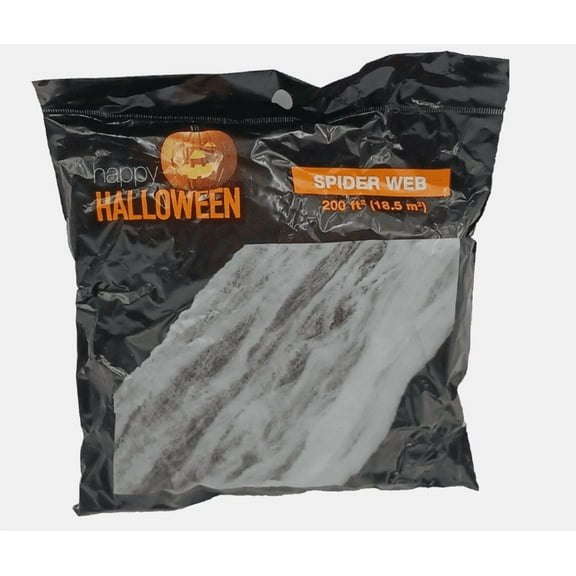 Happy Halloween Spider Web Decoration, Halloween, Gray & White, 200 sq ft, 1