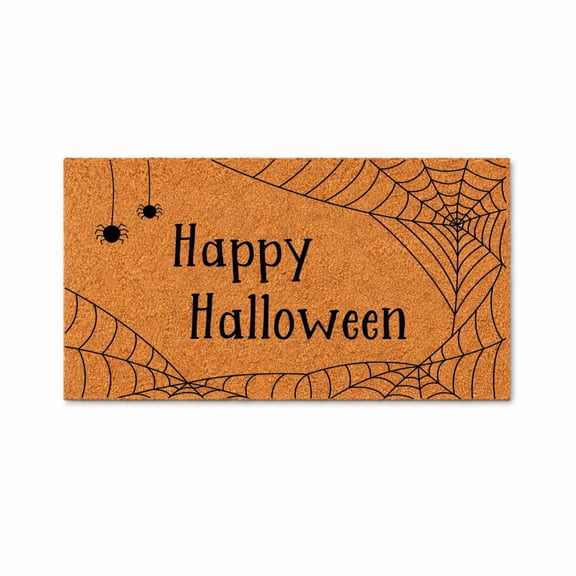 Happy Halloween Spiderweb Door Mat | Funny Doormat | Welcome Mat | Halloween Decor Door Mat | Home Doormat | Halloween Mat | Cute Spider