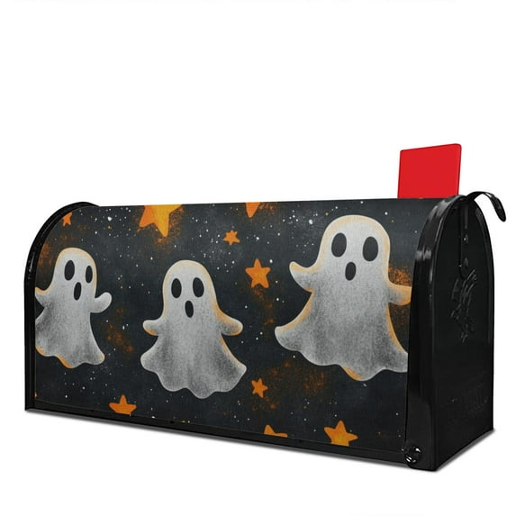 Happy Halloween Spooky Cute Ghost Mailbox Cover,Magnetic 18x21 Inch Mailbox Wrap Water Proof Reusable Halloween MailBoxcovers for Yard Farmhouse Decor