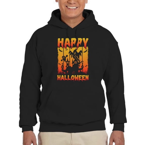 Happy Halloween Spooky House Hoodie Men -Image by Shutterstock, Male 5X-Large
