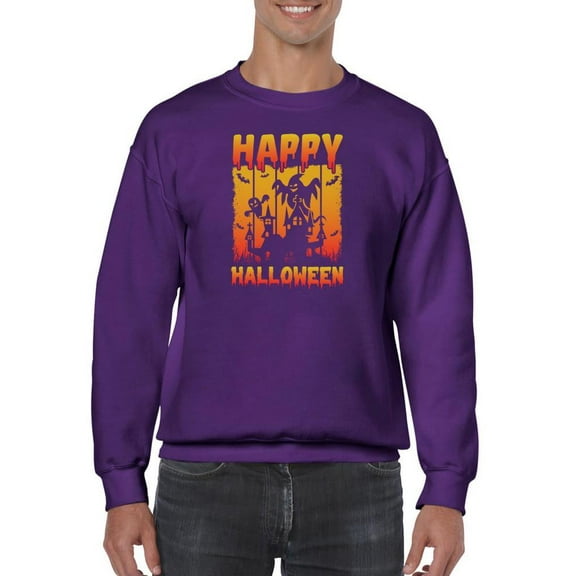 Happy Halloween Spooky House Sweatshirt Men -Image by Shutterstock, Male 4X-Large