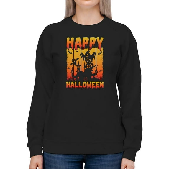 Happy Halloween Spooky House Sweatshirt Women -Image by Shutterstock, Female Small