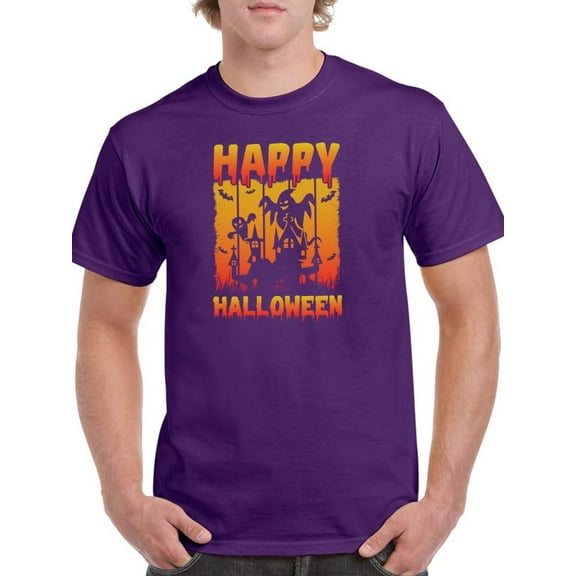 Happy Halloween Spooky House T-Shirt Men -Image by Shutterstock, Male 4X-Large