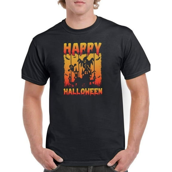 Happy Halloween Spooky House T-Shirt Men -Image by Shutterstock, Male x-Large