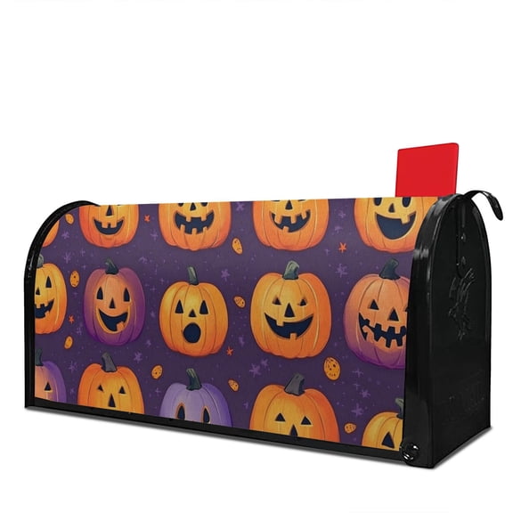 Happy Halloween Spooky Pumpkin Bat Mailbox Cover,Magnetic 18x21 Inch Mailbox Wrap Water Proof Reusable Fall Welcome Post Letter Box Covers for Garden Outdoor Decor