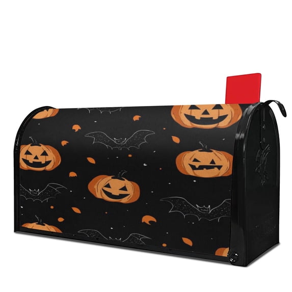 Happy Halloween Spooky Pumpkin Bat Mailbox Cover,Magnetic 21x25.5 Inch Mailbox Wrap Water Proof Reusable Fall Welcome Box Wraps for Rustic Farmhouse Home Decorative