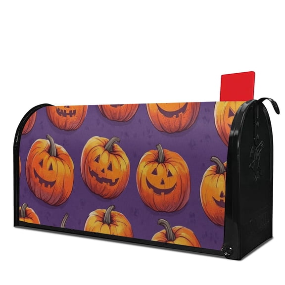 Happy Halloween Spooky Pumpkin Bat Mailbox Cover,Magnetic 21x25.5 Inch Mailboxwrap Water Proof Reusable Halloween Box Wraps for Rustic Farmhouse Home Decor