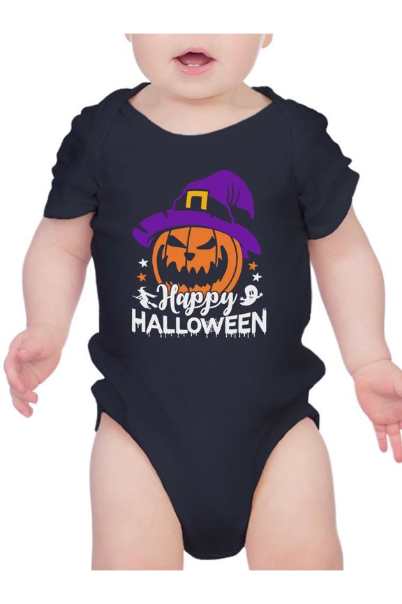 Happy Halloween Spooky Pumpkin Bodysuit Infant -Image by Shutterstock, Newborn