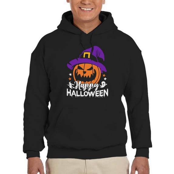 Happy Halloween Spooky Pumpkin Hoodie Men -Image by Shutterstock, Male Large