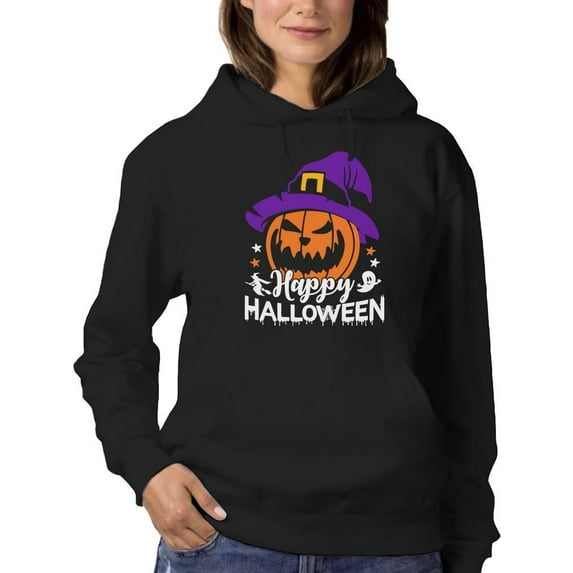 Happy Halloween Spooky Pumpkin Hoodie Women -Image by Shutterstock, Female x-Large