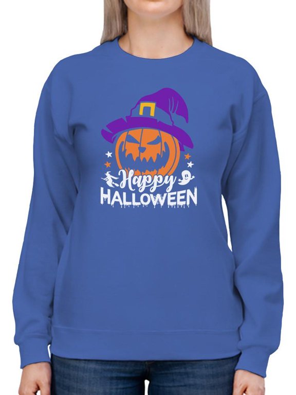 Happy Halloween Spooky Pumpkin Sweatshirt Women -Image by Shutterstock, Female Small