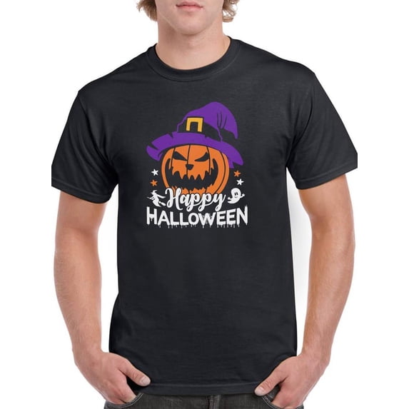 Happy Halloween Spooky Pumpkin T-Shirt Men -Image by Shutterstock, Male x-Large