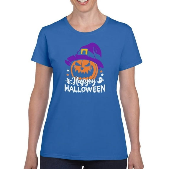 Happy Halloween Spooky Pumpkin T-Shirt Women -Image by Shutterstock, Female Large