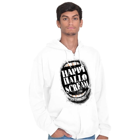 Happy Halloween Spooky Scream Pun Unisex Fleece Graphic Zip Up Hoodie Brisco Brands 2X