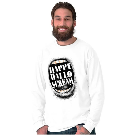Happy Halloween Spooky Scream Pun Plus Size Long Sleeve Graphic Tee Shirt Brisco Brands 2X